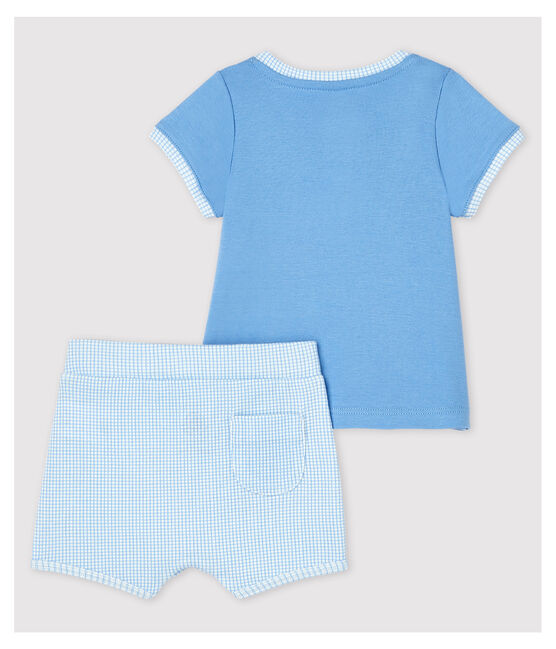 Ensemble 2 pièces bleu bébé en coton biologique bleu EDNA/écru MULTICO
