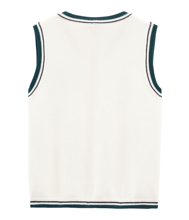 Pull sans manches enfant gar&ccedil;on blanc/multicouleur