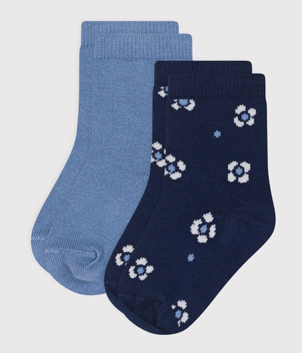2 paires de chaussettes b&eacute;b&eacute; fille en coton &agrave; fleurs multicouleur