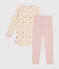 Nachthemd van geruwde fleece met bloemetjesprint voor kinderen roze SALINE/wit MULTICO