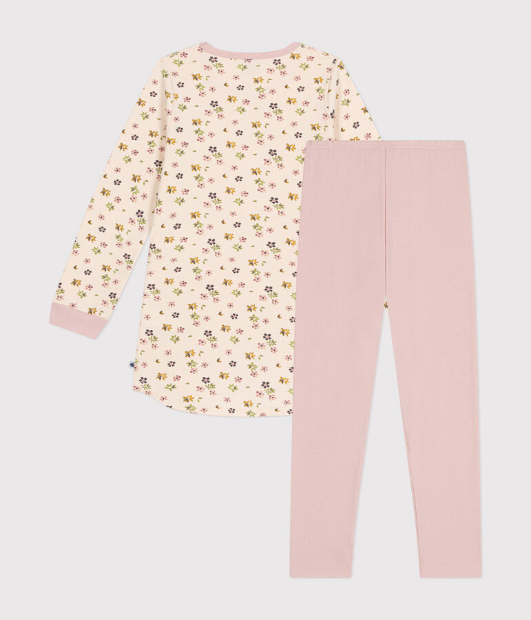 Chemise de nuit en molleton gratt&eacute; imprim&eacute; fleuri enfant rose/multicouleur