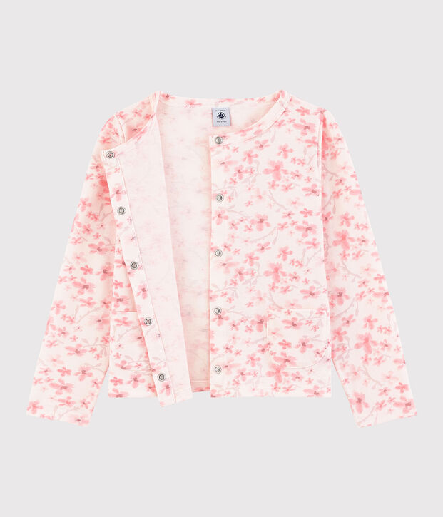 Cardigan van piqu&eacute; jersey voor meisjes roze/multicouleur