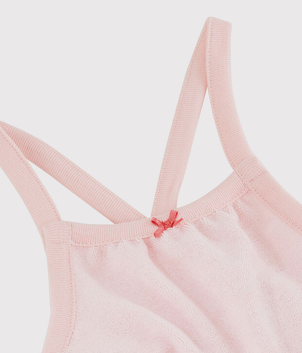 Combicourt rose b&eacute;b&eacute; fille en bouclette &eacute;ponge de coton biologique rose