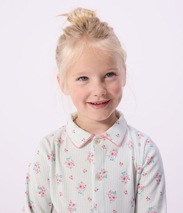 Katoenen geknoopte pyjama met print voor kinderen wit/blauw/multicouleur