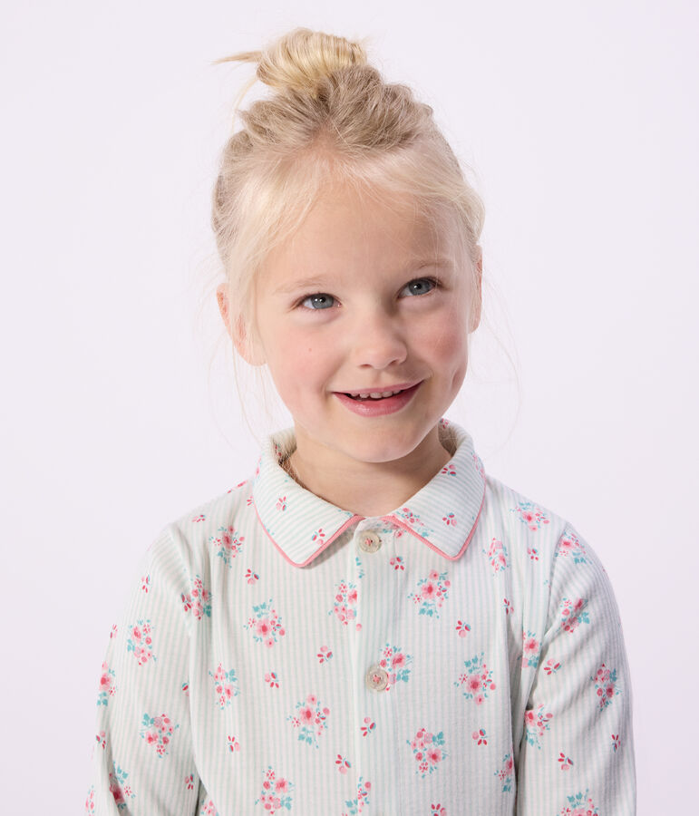 Katoenen geknoopte pyjama met print voor kinderen wit/blauw/multicouleur