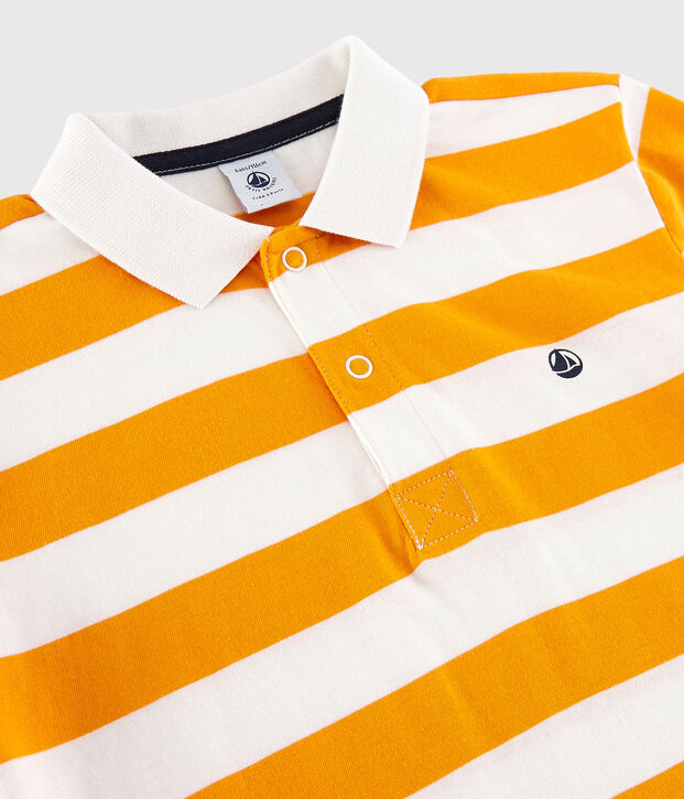 Jersey poloshirt met korte mouwen voor jongens geel/wit
