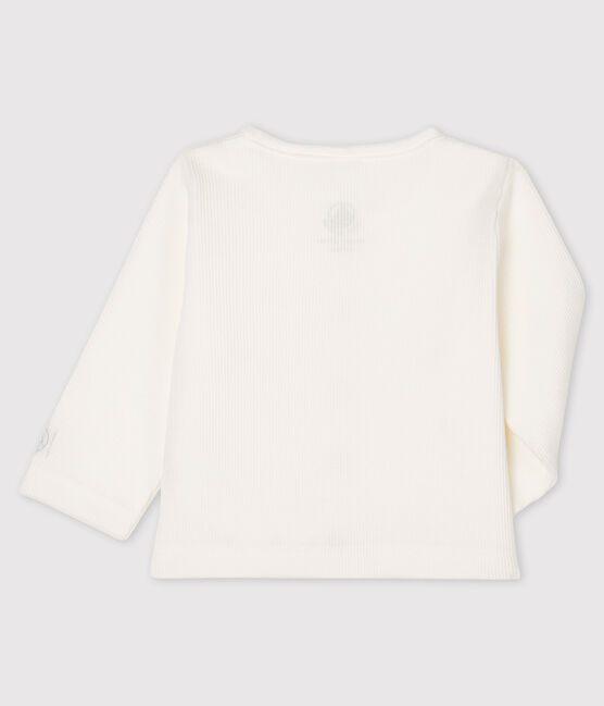 Vest van ribstof 2x2 voor baby wit MARSHMALLOW