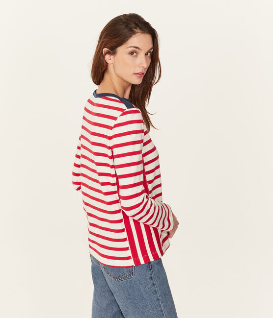 Marinière vrouw rood TERKUIT/wit MARSHMALLOW