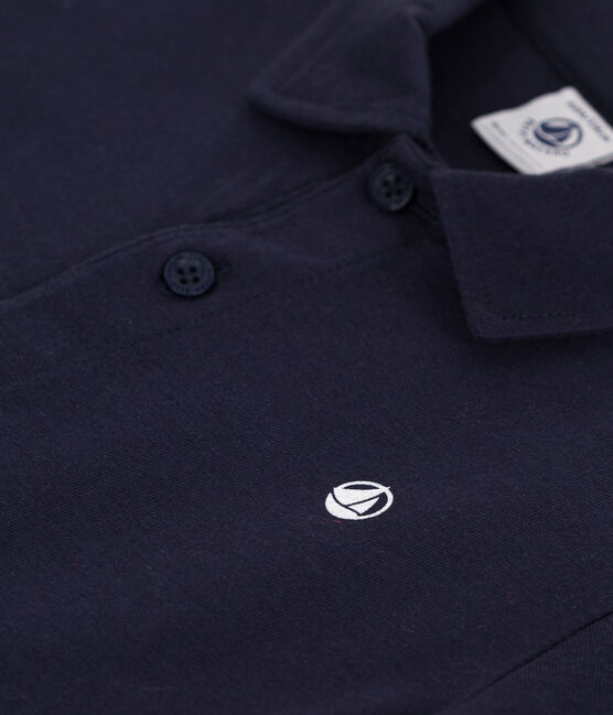 Effen katoenen polo met korte mouwen voor kinderen blauw SMOKING