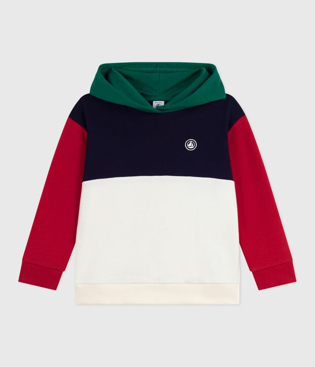 Katoenen sweatshirt met kap en colorblock voor kinderen blauw/multicouleur
