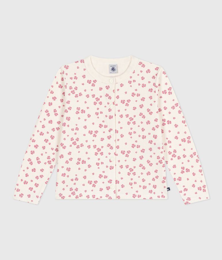 Cardigan enfant en coton imprim&eacute; &eacute;cru/multicouleur