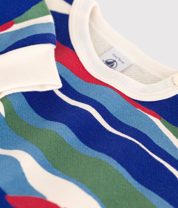 Sweatshirt en molleton b&eacute;b&eacute; &eacute;cru/bleu