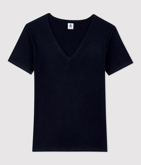 Tee-shirt L'ICONIQUE col V en coton Femme bleu SMOKING