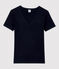 Tee-shirt L'ICONIQUE col V en coton Femme bleu SMOKING