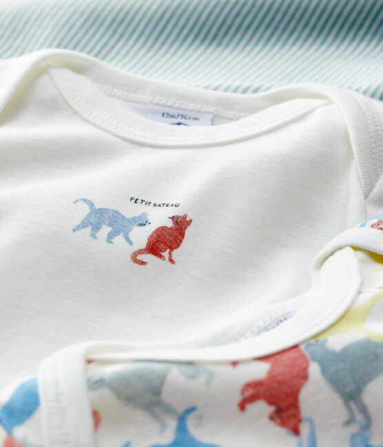 Lot de 3 bodies manches longues chat coloré bébé en coton biologique variante 1