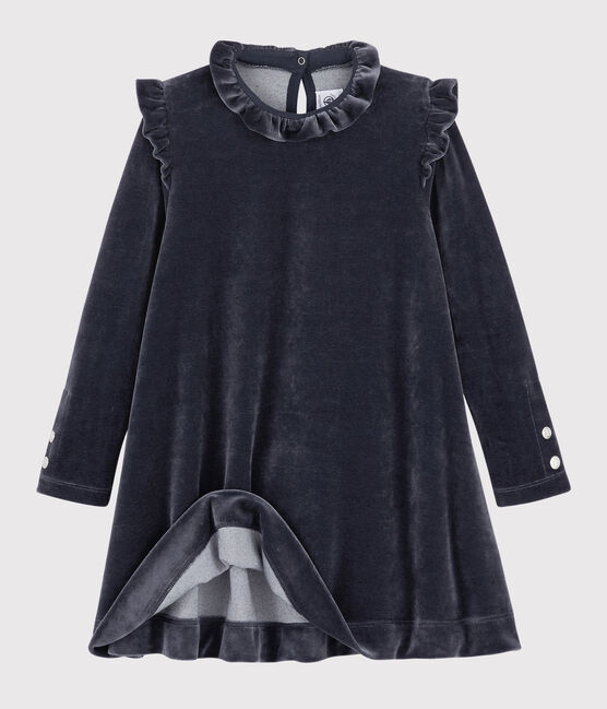 Meisjesjurk met lange mouwen kinderen blauw SMOKING