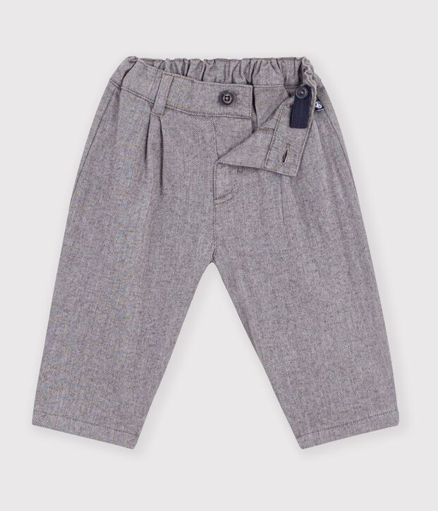 Pantalon b&eacute;b&eacute; en flanelle unie gris