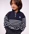 Katoenen sweatshirt met strepen en schipperskraag voor kinderen blauw/wit