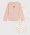 Katoenen meisjespyjama roze SALINE/wit MULTICO