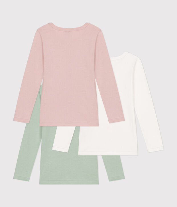 Setje met 3 basic katoenen T-shirts met lange mouw voor kinderen multicouleur