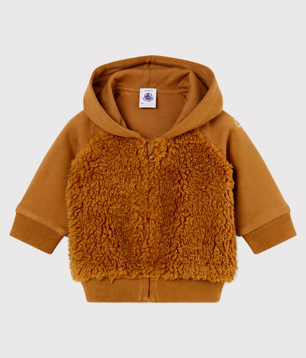 Sweatshirt &agrave; capuche b&eacute;b&eacute; gar&ccedil;on en sherpa marron