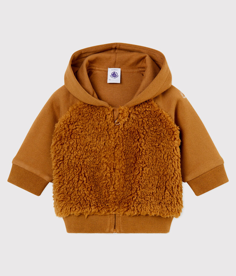 Hoodie in sherpa voor babyjongens bruin