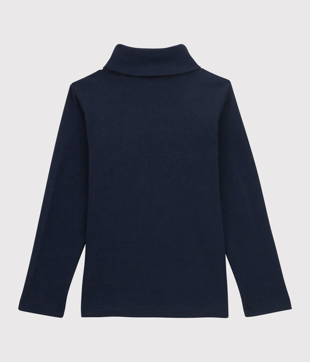 Sous-pull en coton enfant fille / gar&ccedil;on bleu marine