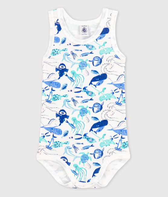 Body sans manches bébé garçon blanc MARSHMALLOW/blanc MULTICO