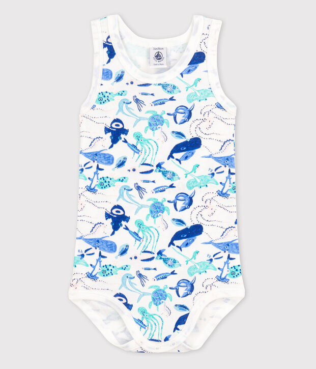 Body sans manches b&eacute;b&eacute; gar&ccedil;on blanc/multicouleur