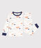 Jongens/meisjespyjama met wolkenprint in molton wit MARSHMALLOW/wit MULTICO