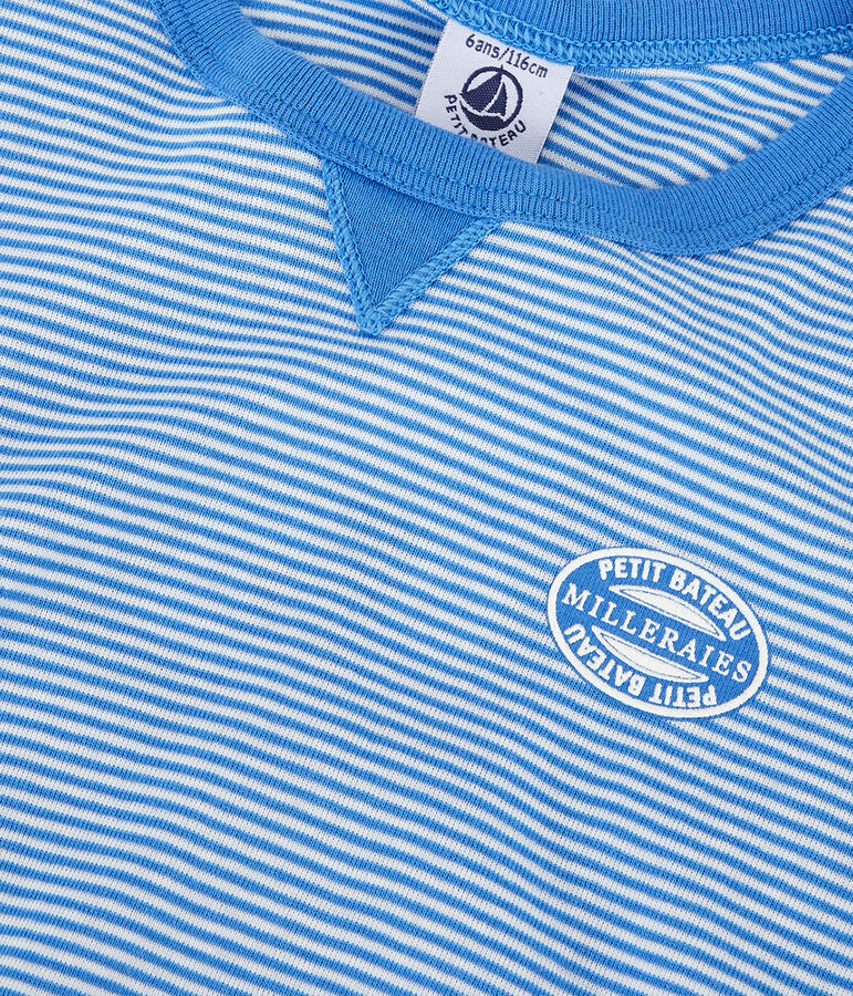 Pyjacourt &agrave; rayures petit gar&ccedil;on en coton bleu/blanc
