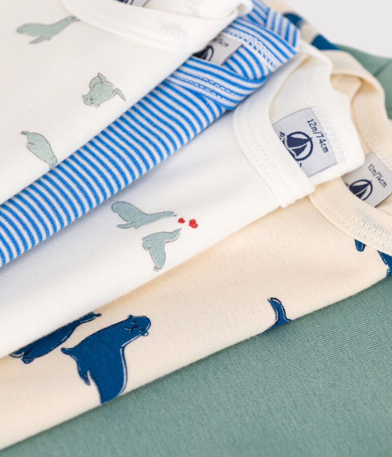 Lot de 5 bodies manches longues en coton imprim&eacute; b&eacute;b&eacute; variante 1