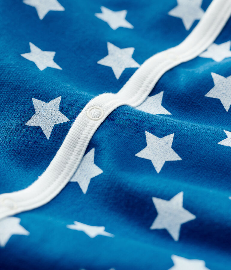 Slaappakje met sterrenprint van biologische katoenmolton blauw/wit