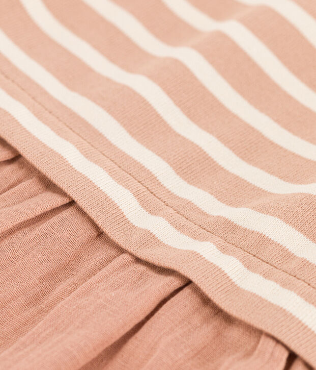 Robe manches courtes b&eacute;b&eacute; bi-mati&egrave;re beige/&eacute;cru