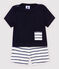 Ensemble tee-shirt/short en coton lin bébé garçon bleu SMOKING/blanc MARSHMALLOW