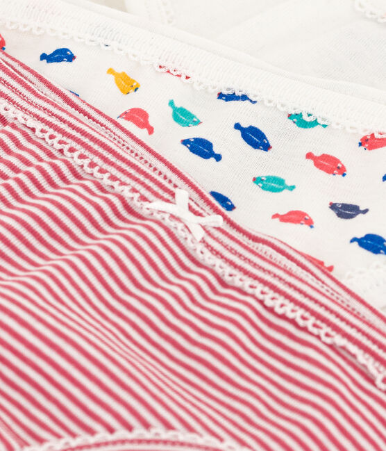 Lot de 3 culottes à bretelles animaux marins en coton petite fille variante 1