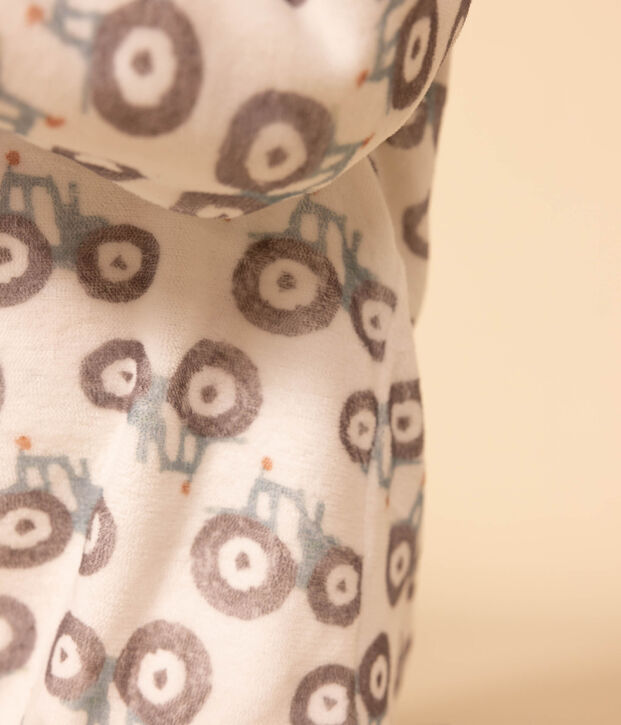 Pyjama b&eacute;b&eacute; tracteurs en velours blanc/multicouleur