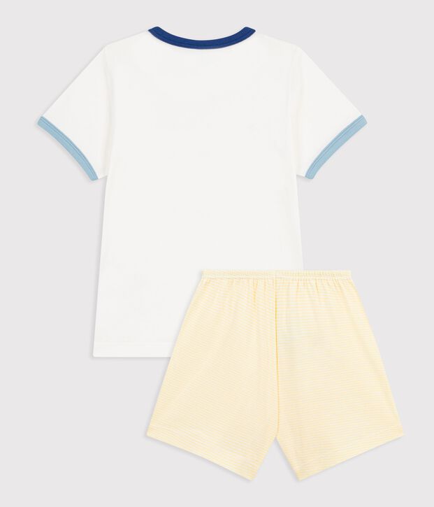 Pyjama short enfant en coton motif oc&eacute;an blanc/multicouleur