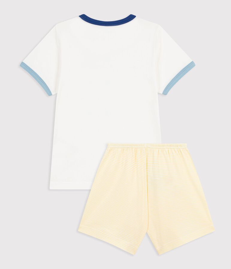 Korte katoenen pyjama met oceaanmotiefje vooor kinderen wit/multicouleur