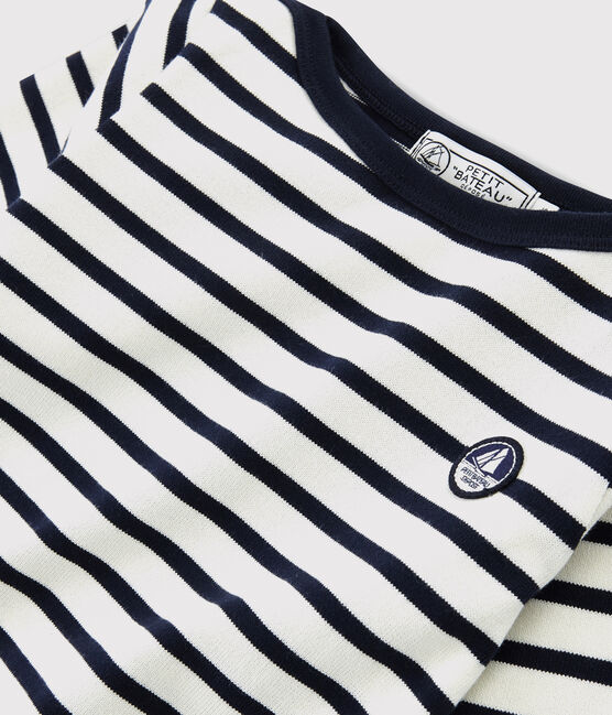 Jersey marinière voor meisjes - jongens wit MARSHMALLOW/blauw SMOKING