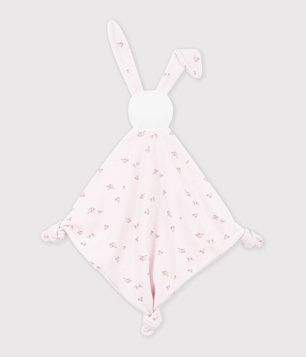 Katoenen babyknuffeldoekje met bloemetjesprint roze/multicouleur