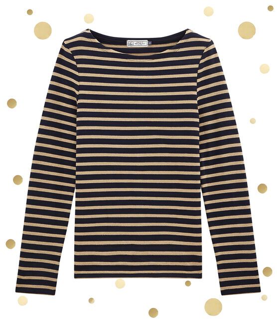 iconisch marinetruitje voor dames blauw SMOKING/bruin BRINDILLE BRILLANT
