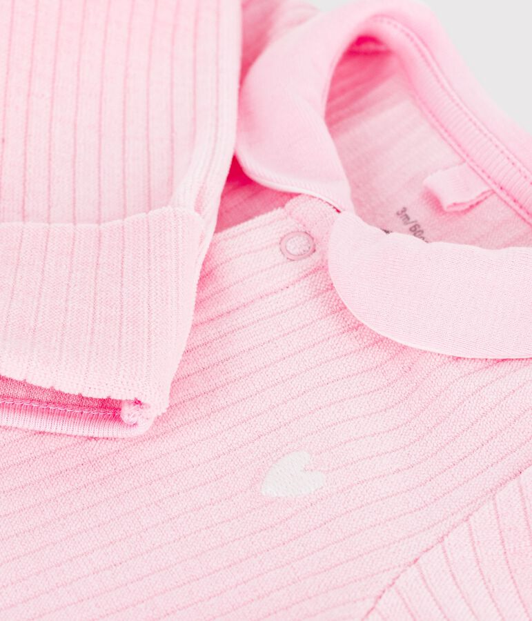Fluwelen babypyjama met effen kraag roze