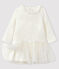 Jurk met lange mouwen babymeisje wit MARSHMALLOW