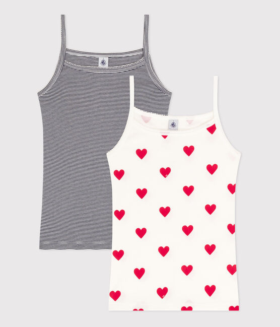Lot de 2 chemises à bretelles cœur et rayure en coton femme variante 1