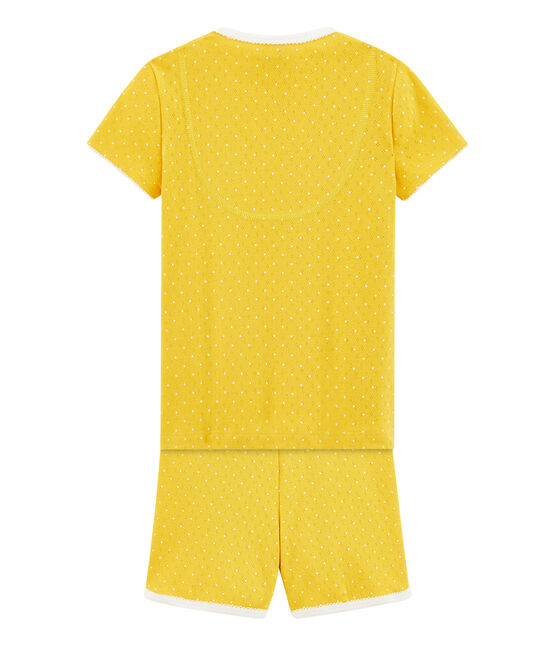 Pyjacourt petite fille en côte jaune HONEY/blanc MARSHMALLOW
