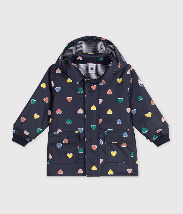Iconische baby-oliejas met hartjesprint blauw/multicouleur
