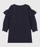 Meisjesjurk met lange mouwen in molton blauw MEDIEVAL