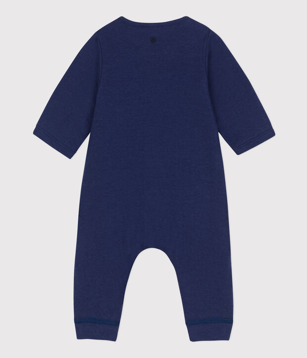 Combinaison longue unie en tubique bio b&eacute;b&eacute; bleu