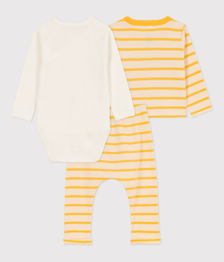 Ensemble &agrave; rayure marini&egrave;re en coton b&eacute;b&eacute; &eacute;cru/jaune